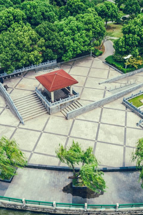 The city park with lake